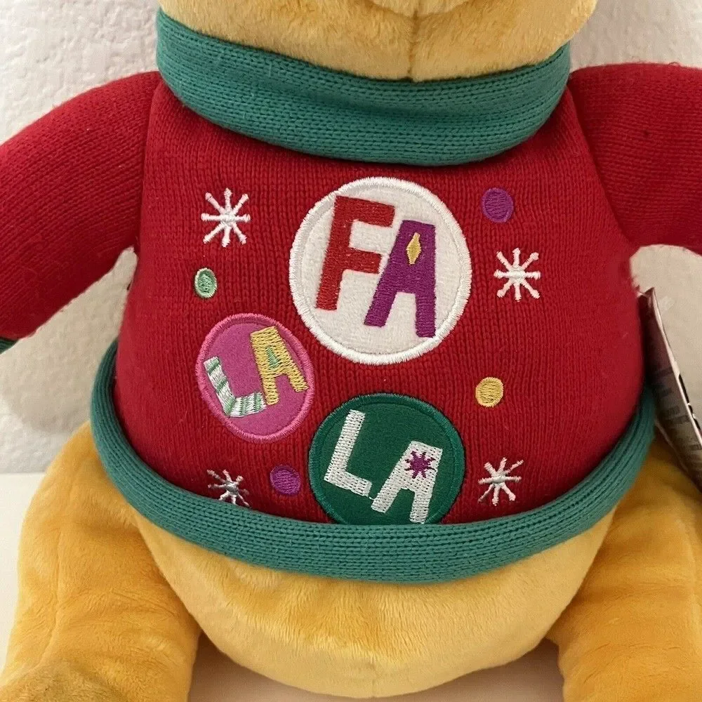 Disney Store Winnie the Pooh Christmas Bear Plush Fa La La Sweater w/ Tag